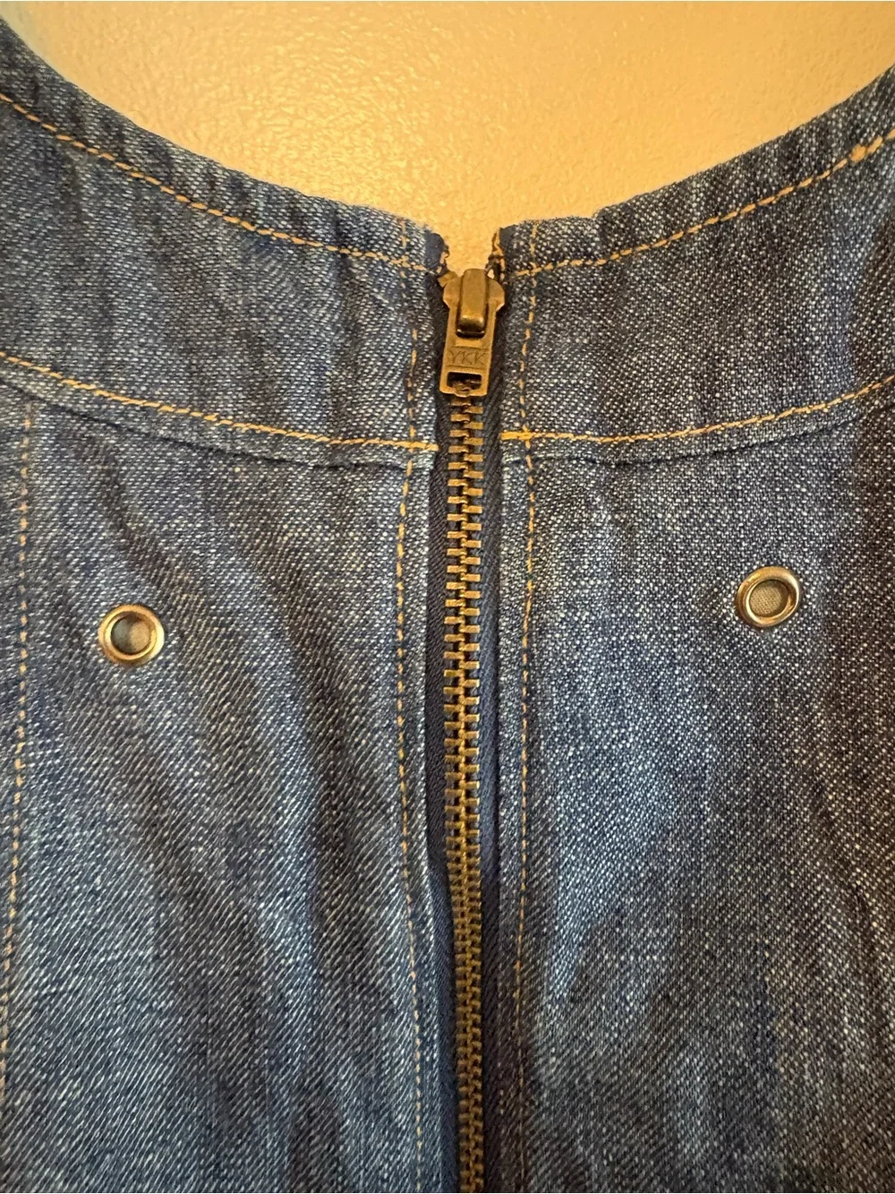 ANTHROPOLOGIE Grommet Blue Jean Denim A Line Flare Skirt Sleeveless Dress! NEW!